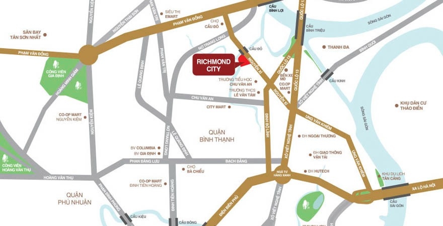 Vị trí căn hộ Richmond City Nguyen Xi
