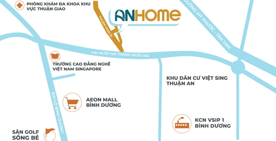 Vị trí dự án Anhome Bình Dương De Capella